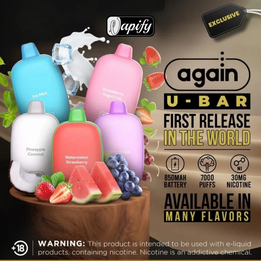 Again U Bar 7000 Puffs Disposable Rechargeable Vape 30mg & 50mg in UAE