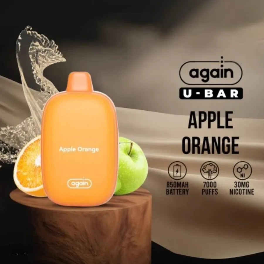 Apple Orange- Again U Bar 7000 Puffs Disposable Rechargeable Vape 30mg & 50mg in UAE