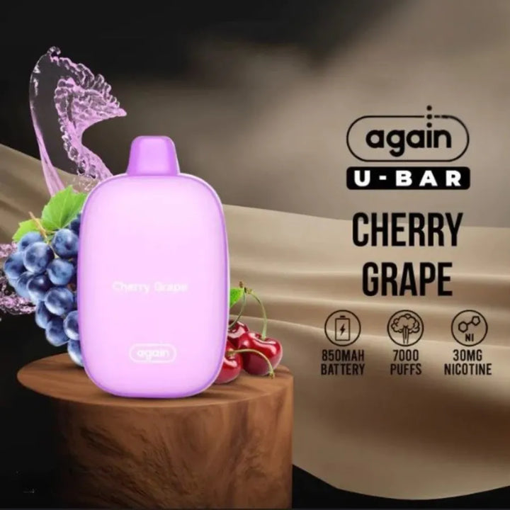 Cherry Grape - Again U Bar 7000 Puffs Disposable Rechargeable Vape 30mg & 50mg in UAE