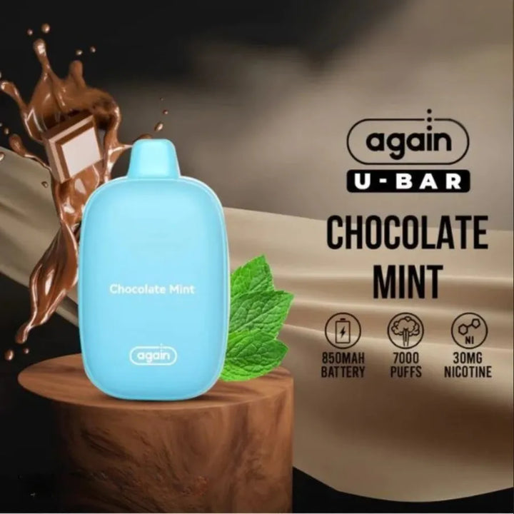Chocolate Mint- Again U Bar 7000 Puffs Disposable Rechargeable Vape 30mg & 50mg in UAE