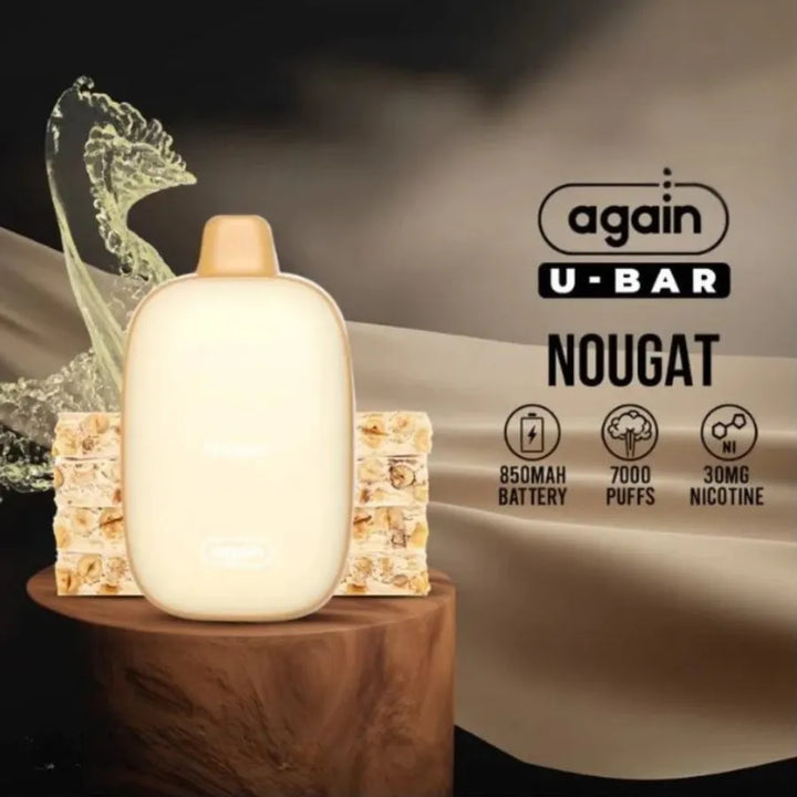 Nougat - Again U Bar 7000 Puffs Disposable Rechargeable Vape 30mg & 50mg in UAE