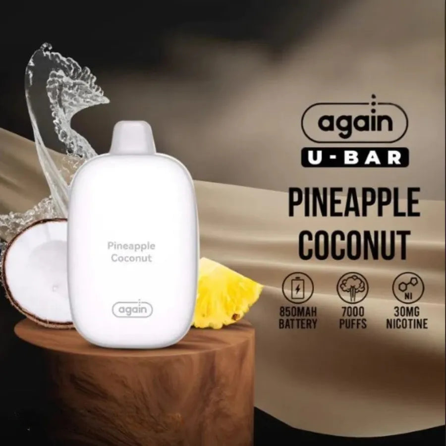  Pineapple Coconut - Again U Bar 7000 Puffs Disposable Rechargeable Vape 30mg & 50mg in UAE