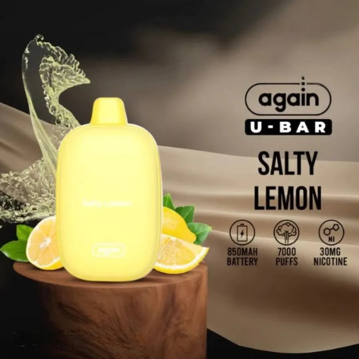 Salty Lemon - Again U Bar 7000 Puffs Disposable Rechargeable Vape 30mg & 50mg in UAE