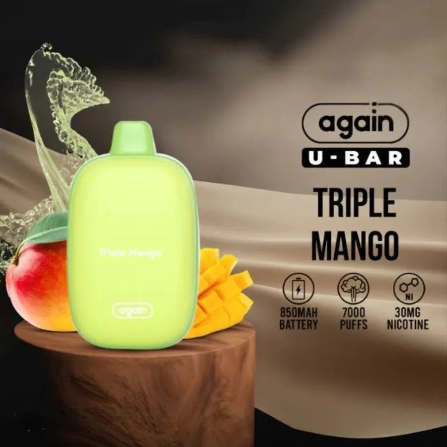 Triple Mango - Again U Bar 7000 Puffs Disposable Rechargeable Vape 30mg & 50mg in UAE