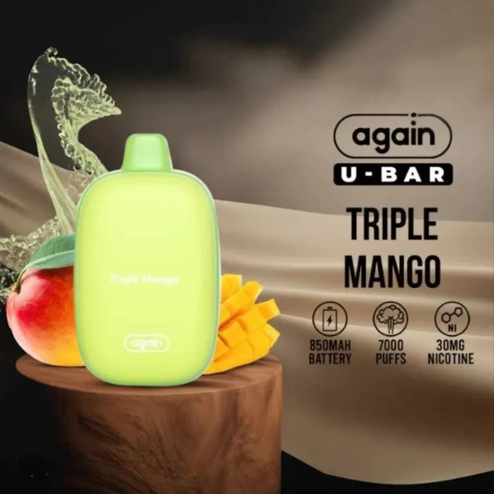 Triple Mango - Again U Bar 7000 Puffs Disposable Rechargeable Vape 30mg & 50mg in UAE