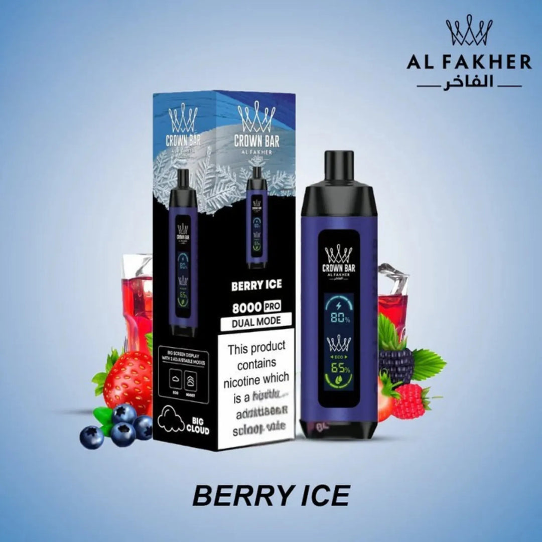 Berry Ice  - Crown Bar Al Fakher Pro 8000 Puffs Dual Mode Disposable Vape in Dubai, UAE