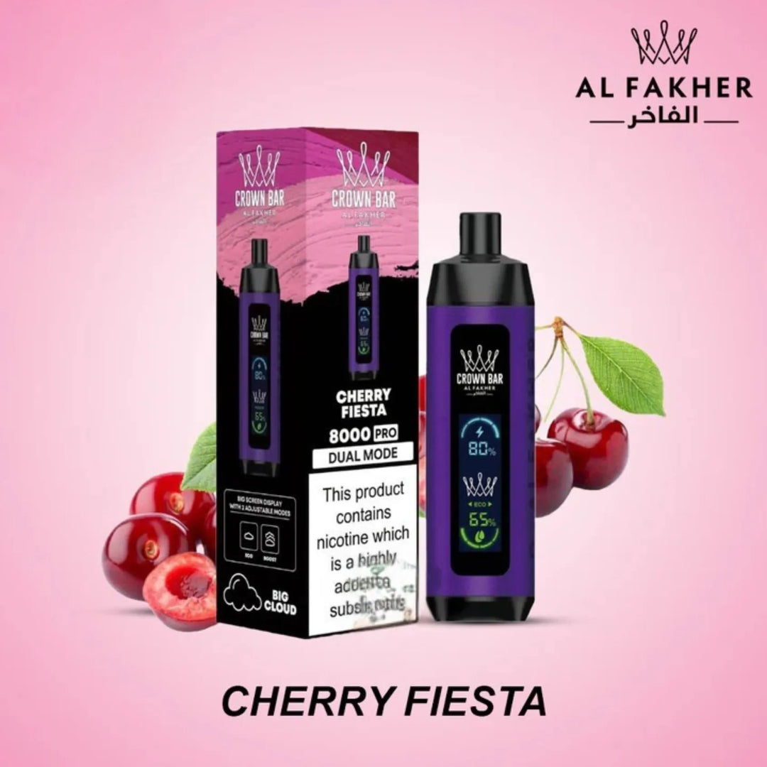 Cherry Fiesta  - Crown Bar Al Fakher Pro 8000 Puffs Dual Mode Disposable Vape in Dubai, UAE