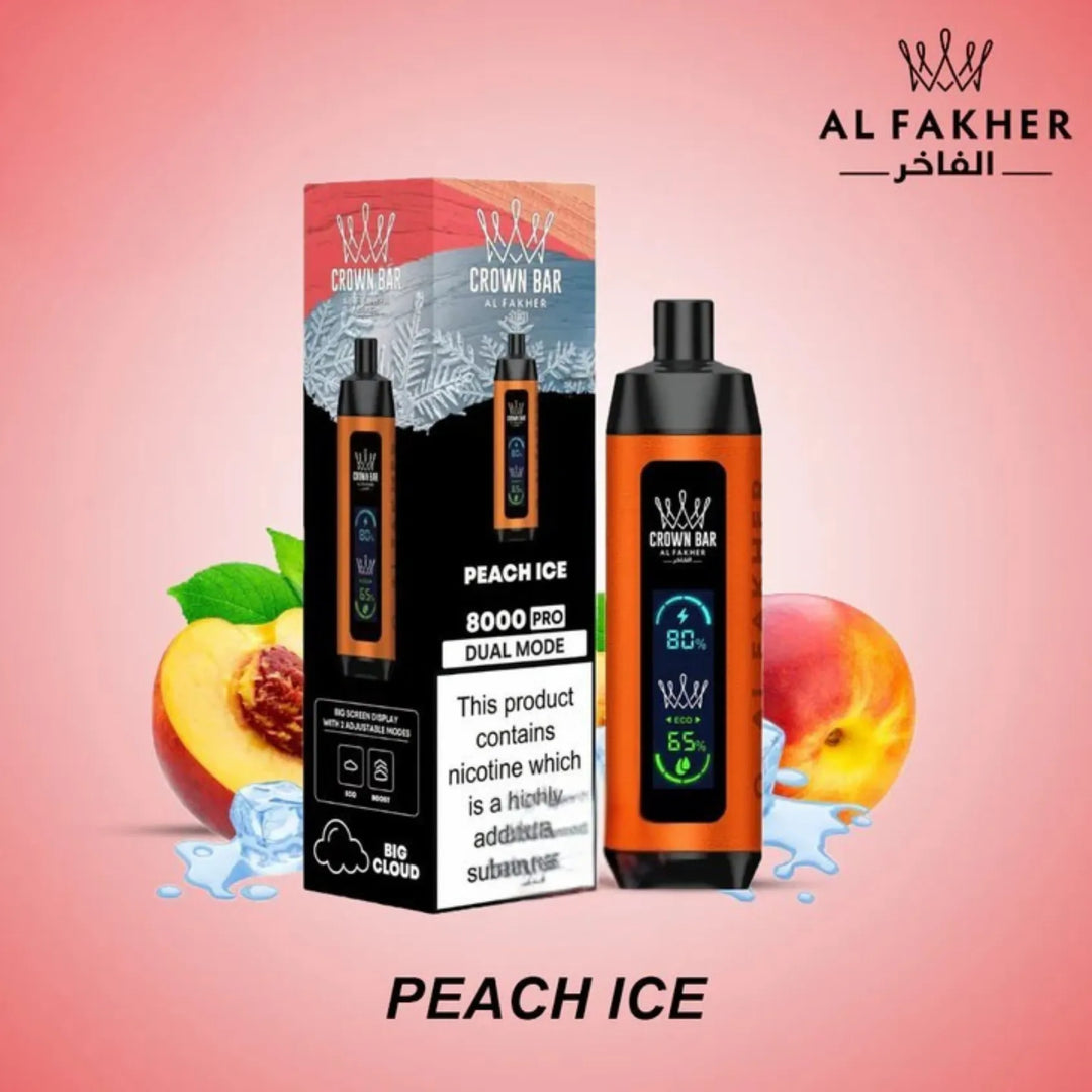 Peach Ice  - Crown Bar Al Fakher Pro 8000 Puffs Dual Mode Disposable Vape in Dubai, UAE