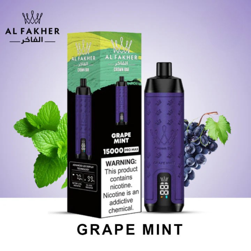 Grape Mint - Al Fakher Crown Bar Pro Max 15000 Puffs Disposable Vape in Dubai, UAE