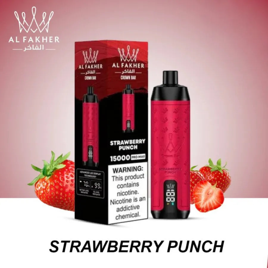 Strawberry Punch - Al Fakher Crown Bar Pro Max 15000 Puffs Disposable Vape in Dubai, UAE