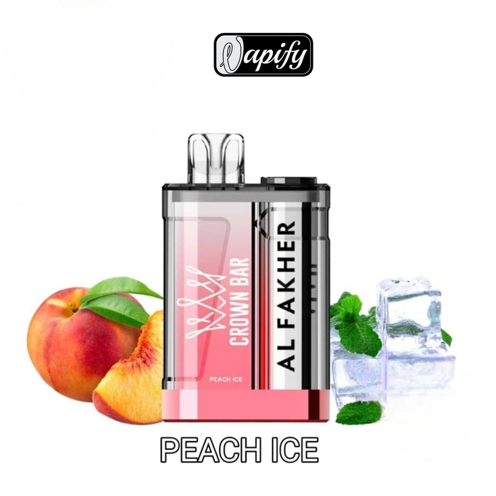 Al Fakher Crown Bar Crystal 9000 Puffs- Peach Ice  