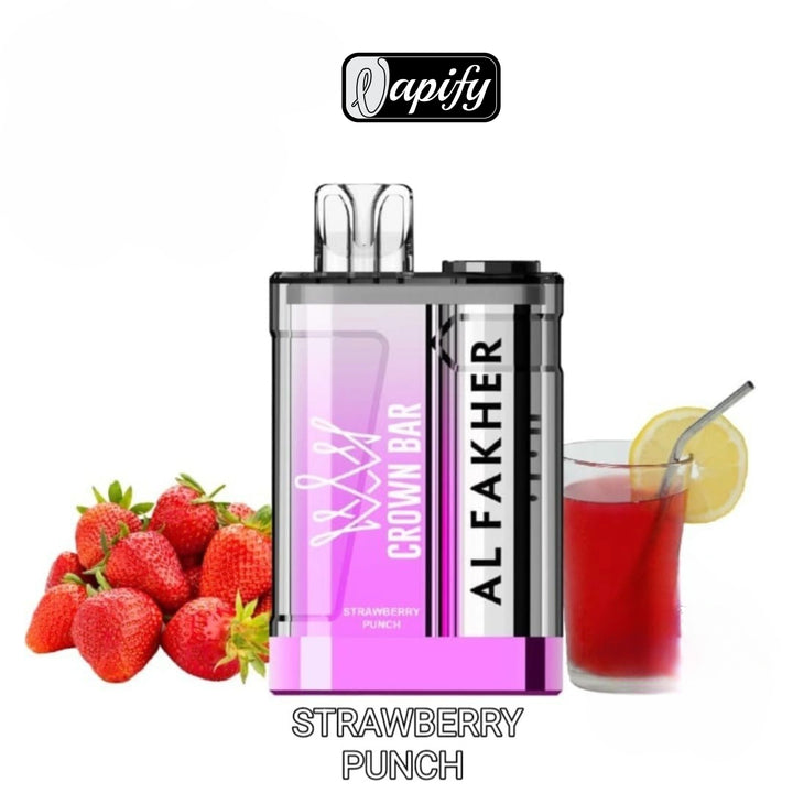 Al Fakher Crown Bar Crystal 9000 Puffs- Strawberry  Punch