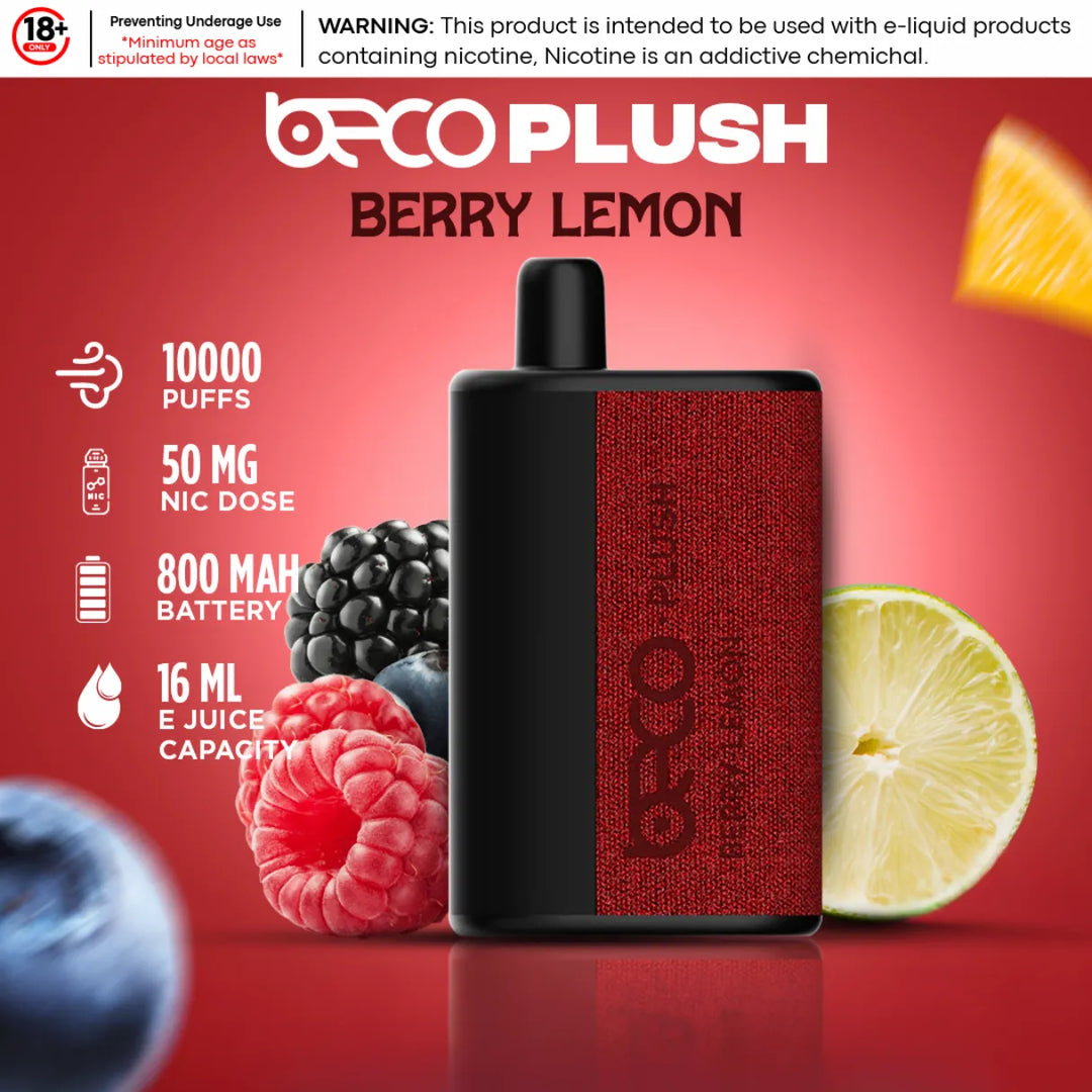 Berry Lemon - Beco Plush 10000 Puffs Disposable Vape 20mg & 50mg in Dubai, UAE