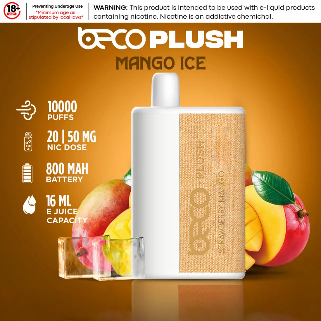 Mango Ice  - Beco Plush 10000 Puffs Disposable Vape 20mg & 50mg in Dubai, UAE