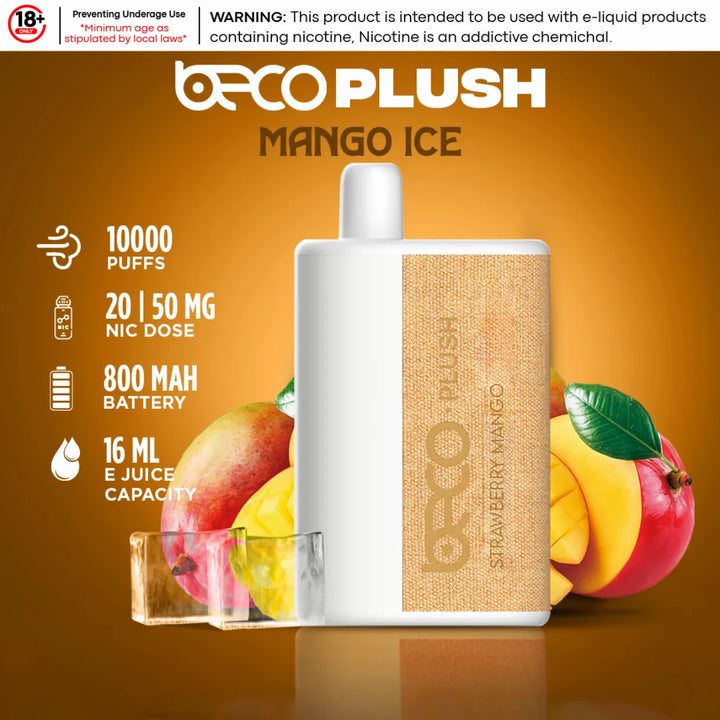 Mango Ice  - Beco Plush 10000 Puffs Disposable Vape 20mg & 50mg in Dubai, UAE