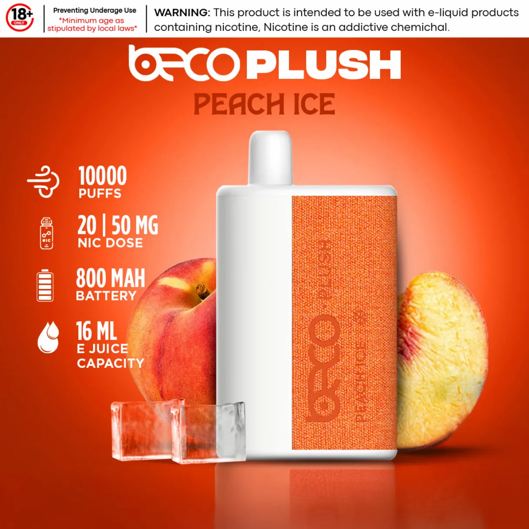 Peach Ice  - Beco Plush 10000 Puffs Disposable Vape 20mg & 50mg in Dubai, UAE
