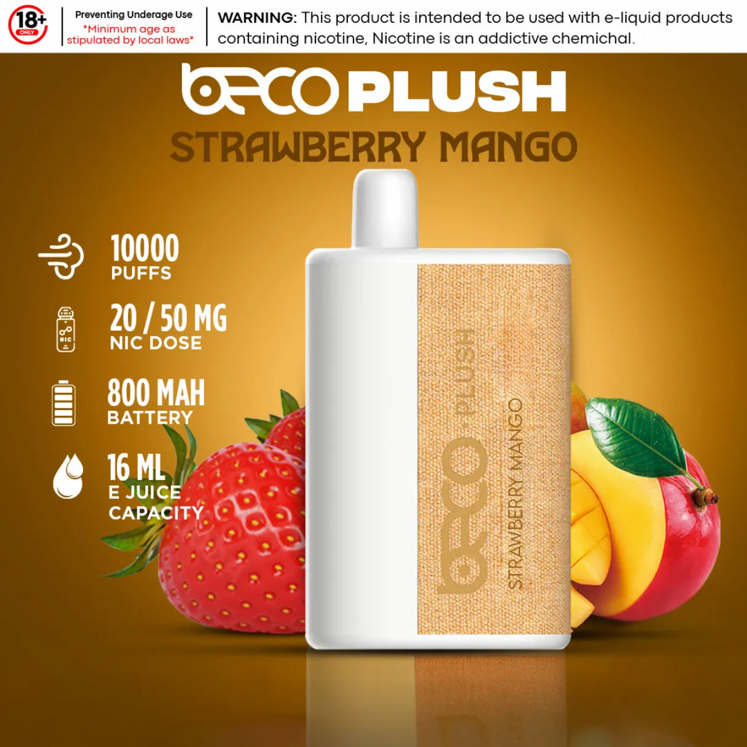 Strawberry Mango  - Beco Plush 10000 Puffs Disposable Vape 20mg & 50mg in Dubai, UAE