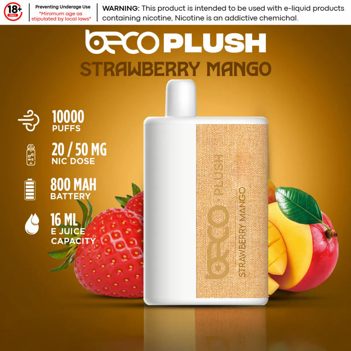 Strawberry Mango  - Beco Plush 10000 Puffs Disposable Vape 20mg & 50mg in Dubai, UAE