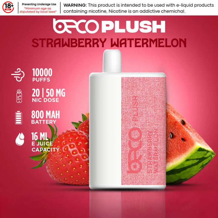 Strawberry Watermelon  - Beco Plush 10000 Puffs Disposable Vape 20mg & 50mg in Dubai, UAE