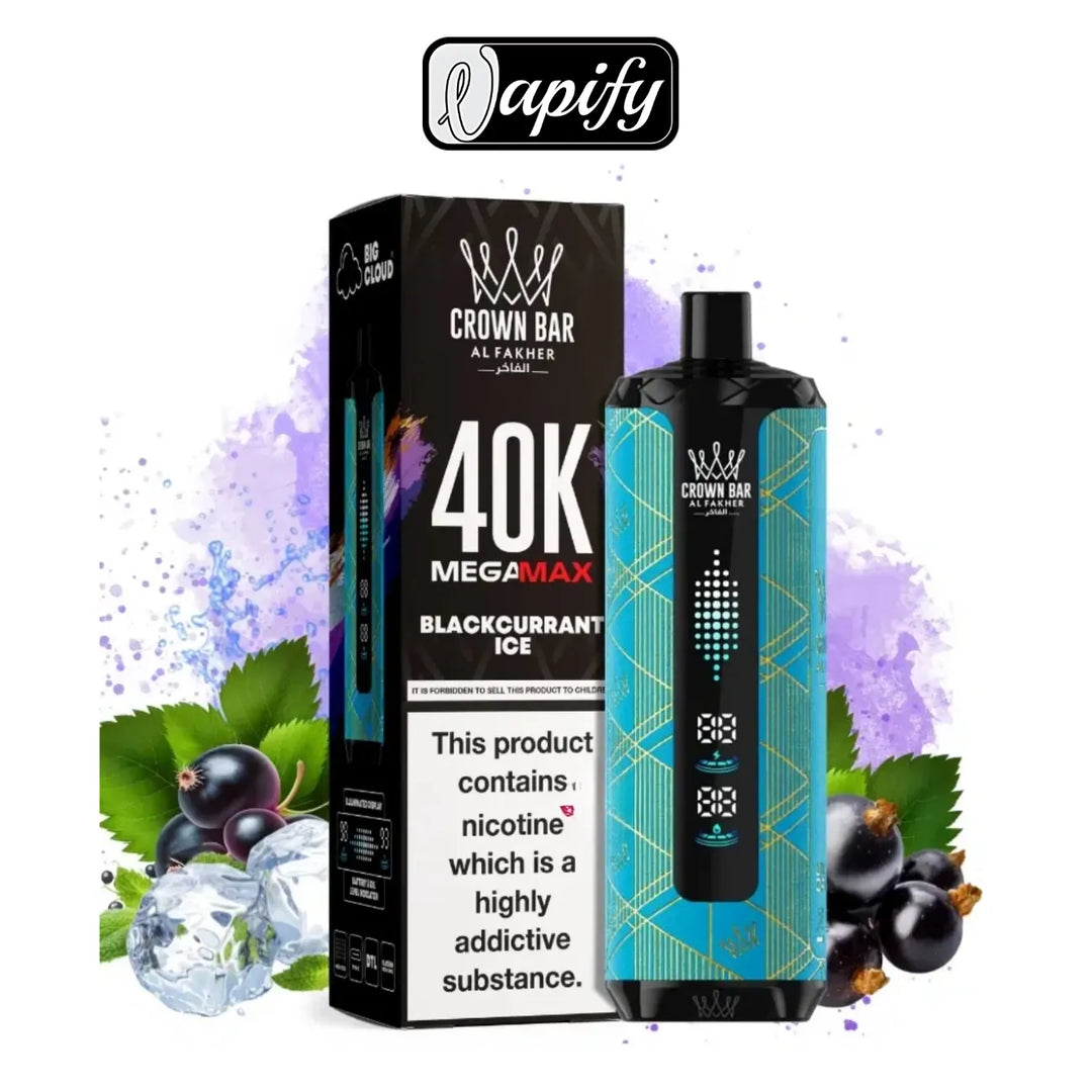 Blackcurrant Ice - Crown Bar Al Fakher Mega Max 40000 Puffs in Dubai, UAE