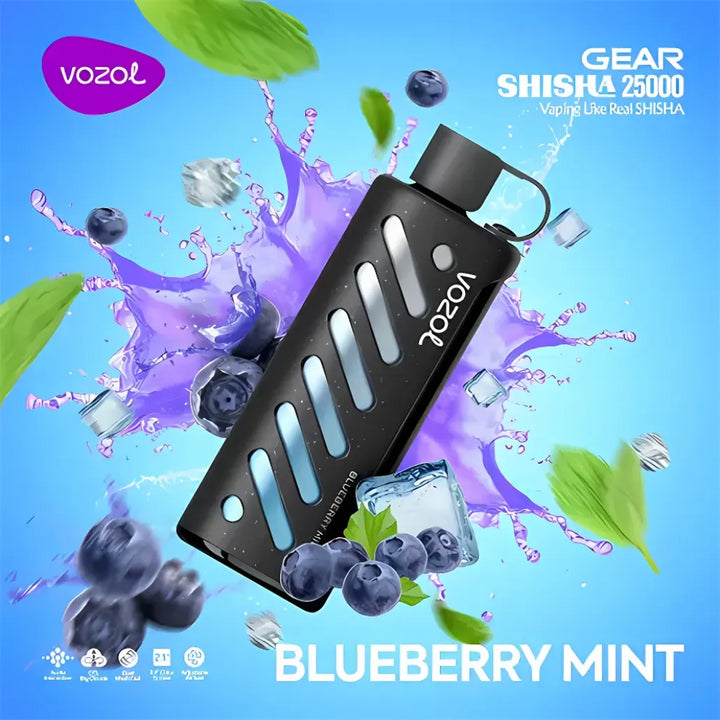 Blueberry Mint - VOZOL Gear Shisha 25000 Puffs Dual Mode Disposable Vape 5mg in Dubai, UAE