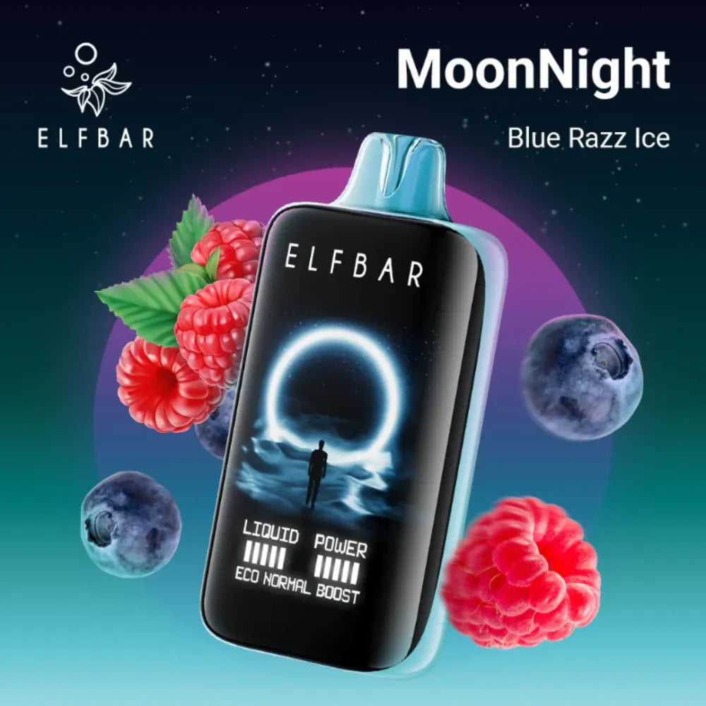 Blue Razz Ice - ELFBAR Moon Night 40000 Puffs Disposable Vape 50mg in Dubai, UAE  