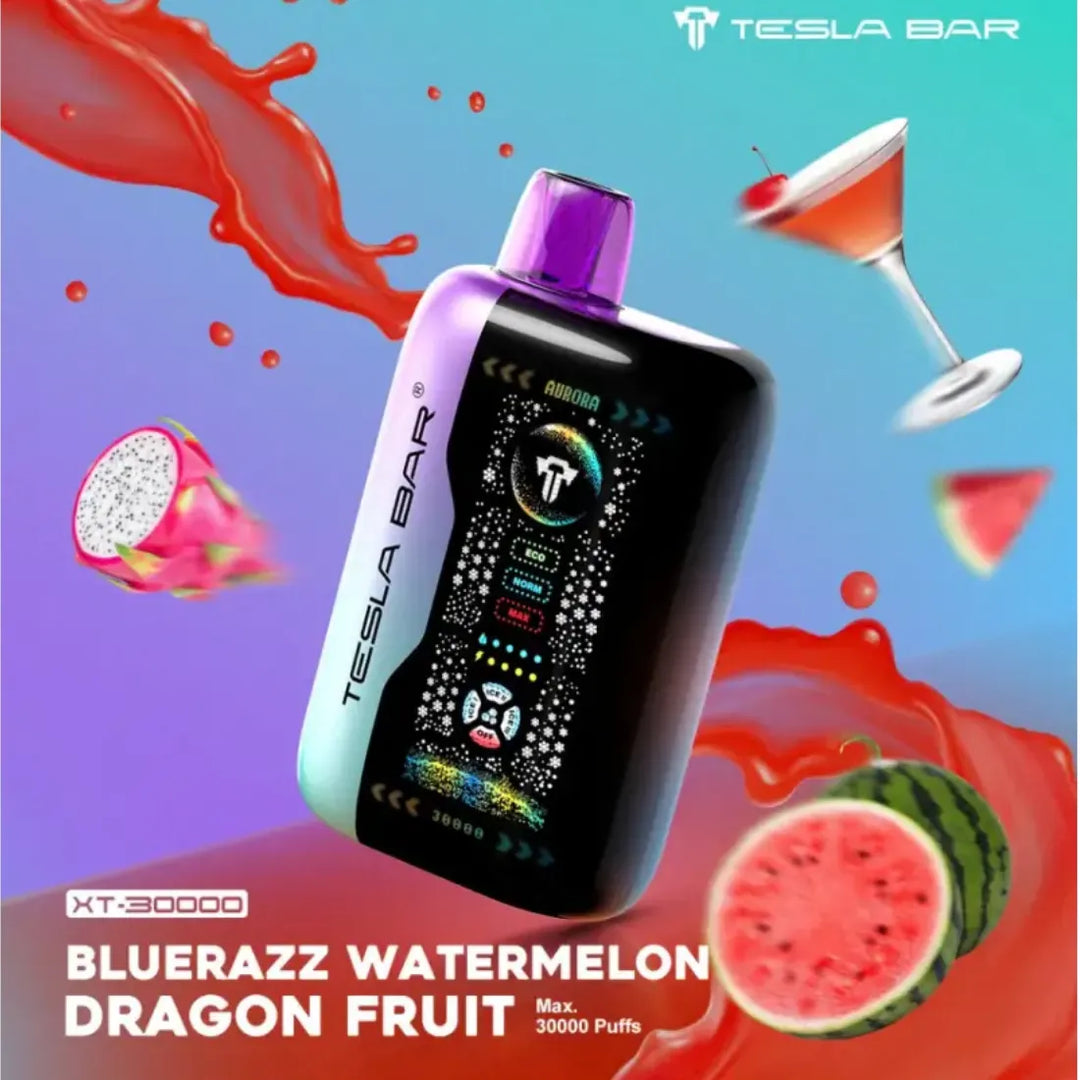  Blue Razz Watermelon Dragon Fruit - Tesla Bar XT 30000 Puff Disposable Vape 2% Nicotine in Dubai, UAE