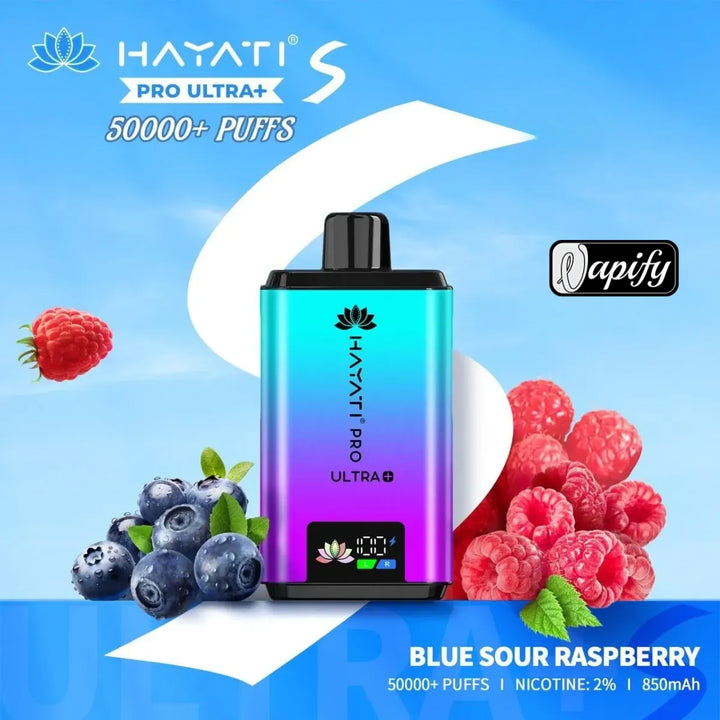 Blue Sour Raspberry - Hayati Pro Ultra+ S 50000 Puffs Disposable Vape 2% Nicotine in Dubai, UAE