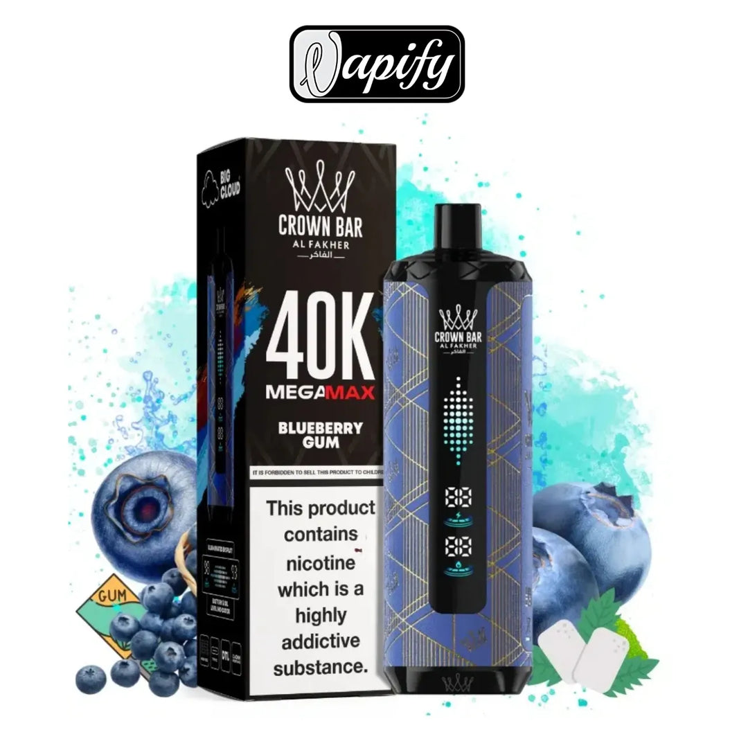 Blueberry Gum - Crown Bar Al Fakher Mega Max 40000 Puffs in Dubai, UAE
