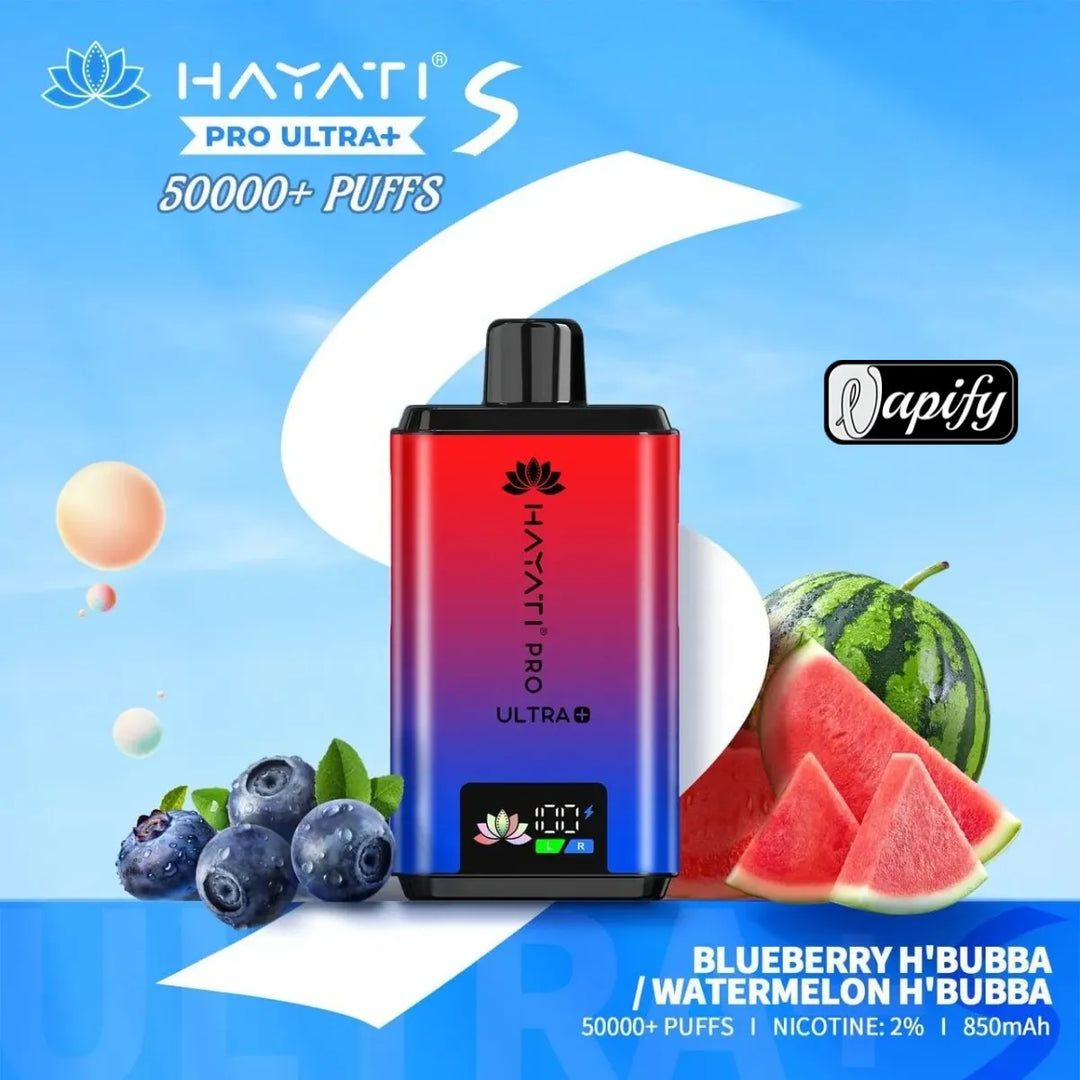 Blueberry H'Bubba / Watermelon H'Bubba - Hayati Pro Ultra+ S 50000 Puffs Disposable Vape 2% Nicotine in Dubai, UAE