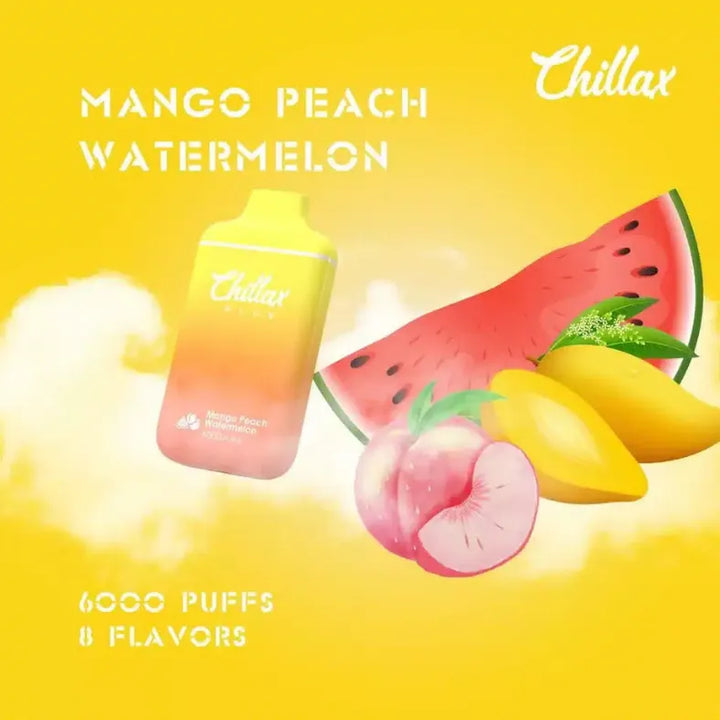 CHILLAXPLUS6000PUFFSRechargeableVape-MangoPeachWatermelon