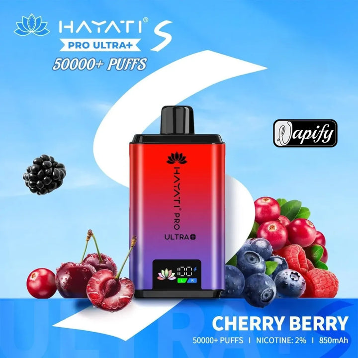 Cherry Berry- Hayati Pro Ultra+ S 50000 Puffs Disposable Vape 2% Nicotine in Dubai, UAE