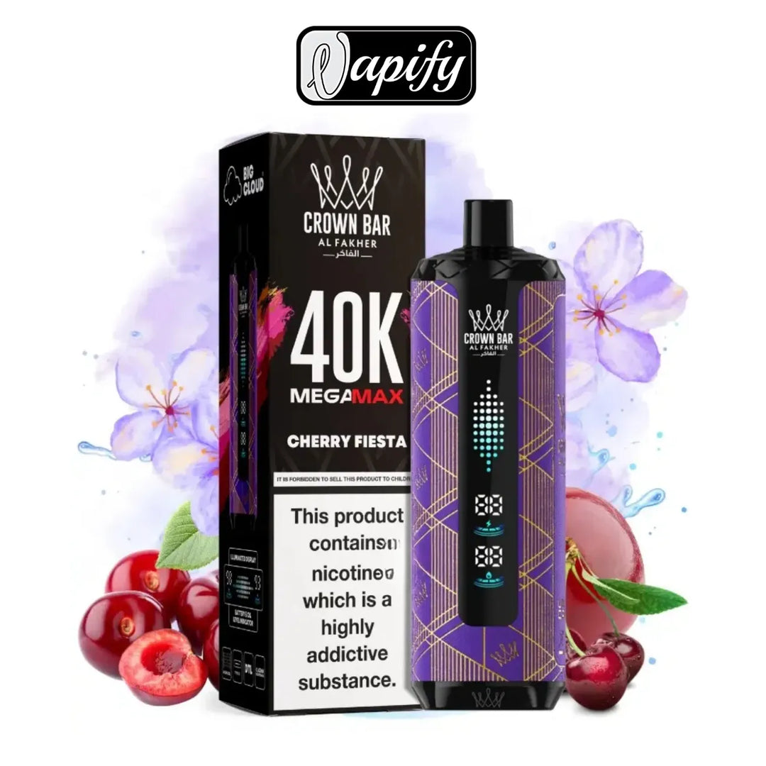Cherry Fiesta - Crown Bar Al Fakher Mega Max 40000 Puffs in Dubai, UAE