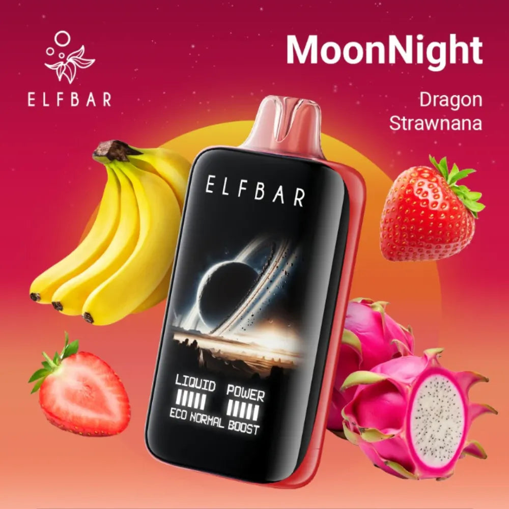 Dragon Strawnana - ELFBAR Moon Night 40000 Puffs Disposable Vape 50mg in Dubai, UAE  