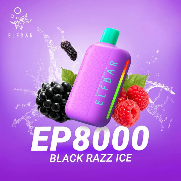  Black Razz Ice  - ELF BAR EP8000 Puffs Disposable Vape in Dubai, UAE