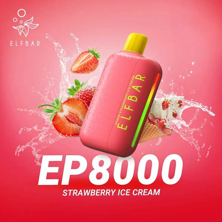 Strawberry Ice Cream - ELF BAR EP8000 Puffs Disposable Vape in Dubai, UAE