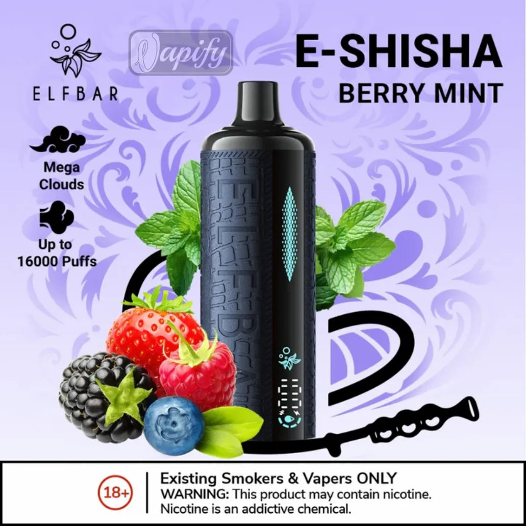Elf Bar E-Shisha 16000 Puffs Berry Mint Disposable Vape in Dubai, UAE 