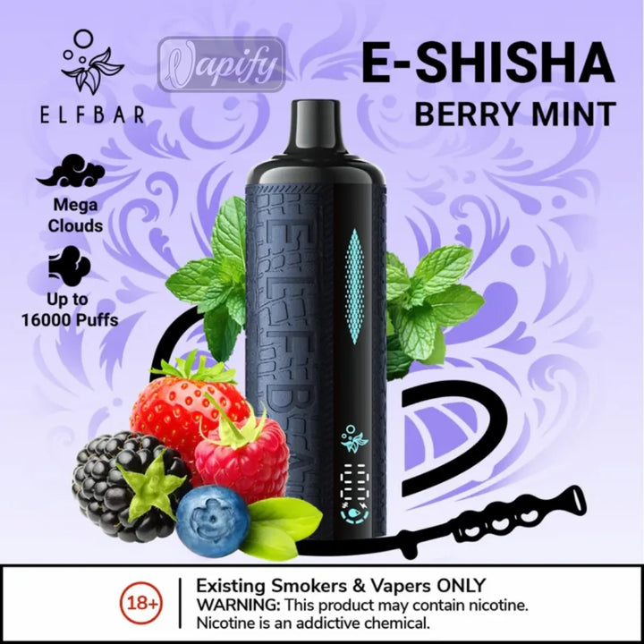 Elf Bar E-Shisha 16000 Puffs Berry Mint Disposable Vape in Dubai, UAE 