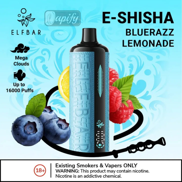 Elf Bar E-Shisha 16000 Puffs Blue Razz Lemonade Disposable Vape in Dubai, UAE 