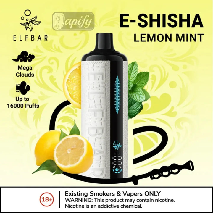 Elf Bar E-Shisha 16000 Puffs Lemon Mint Disposable Vape in Dubai, UAE 