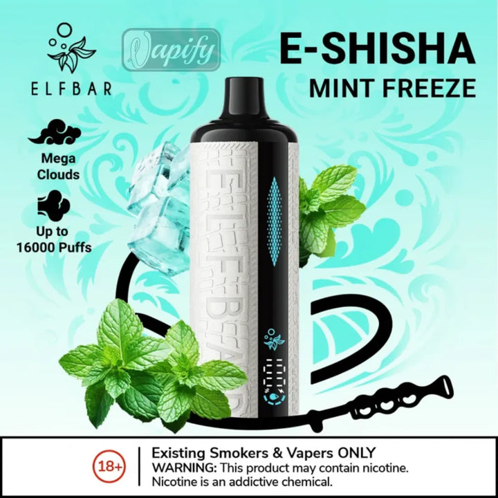Elf Bar E-Shisha 16000 Puffs Mint Freeze Disposable Vape in Dubai, UAE 