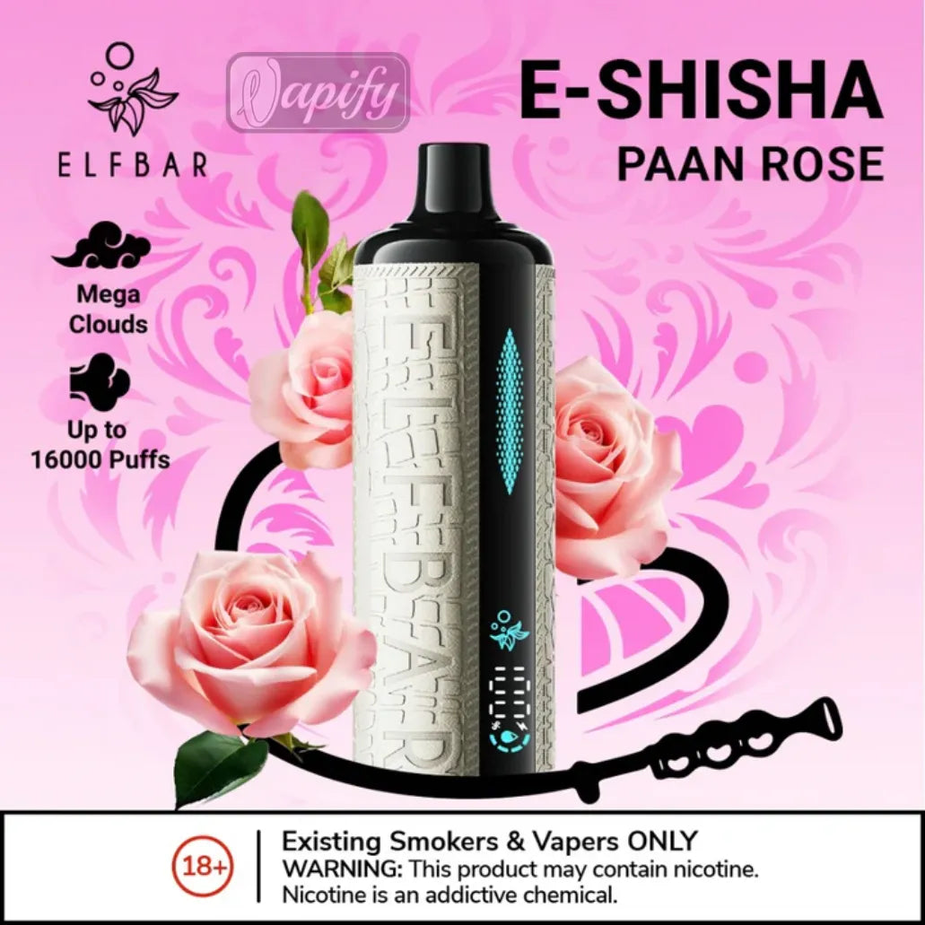 Elf Bar E-Shisha 16000 Puffs Paan Rose Disposable Vape in Dubai, UAE 