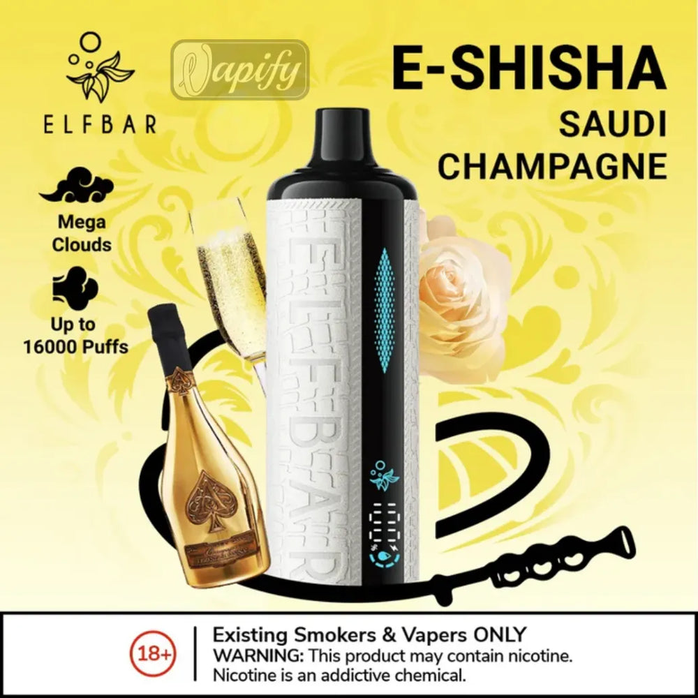 Elf Bar E-Shisha 16000 Puffs Saudi Champagne Disposable Vape in Dubai, UAE 