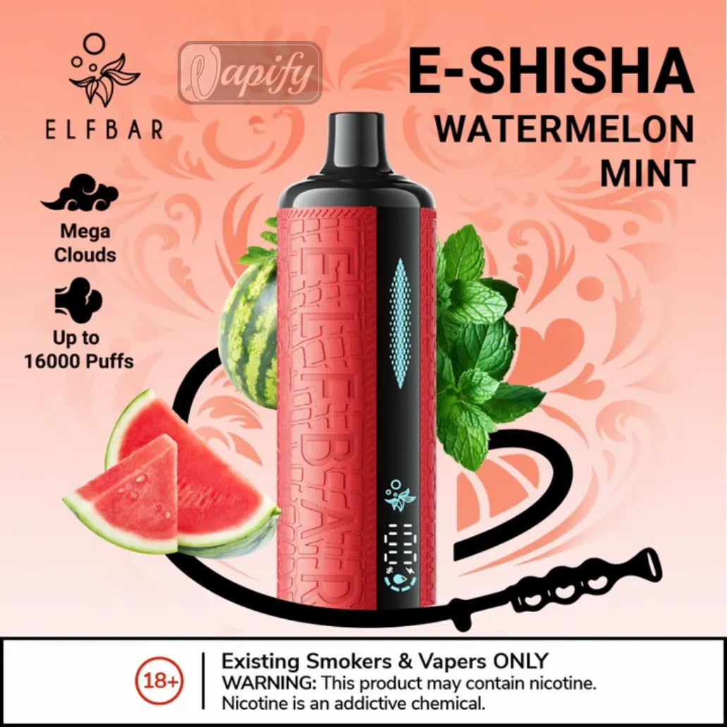 Elf Bar E-Shisha 16000 Puffs Watermelon Mint Disposable Vape in Dubai, UAE 