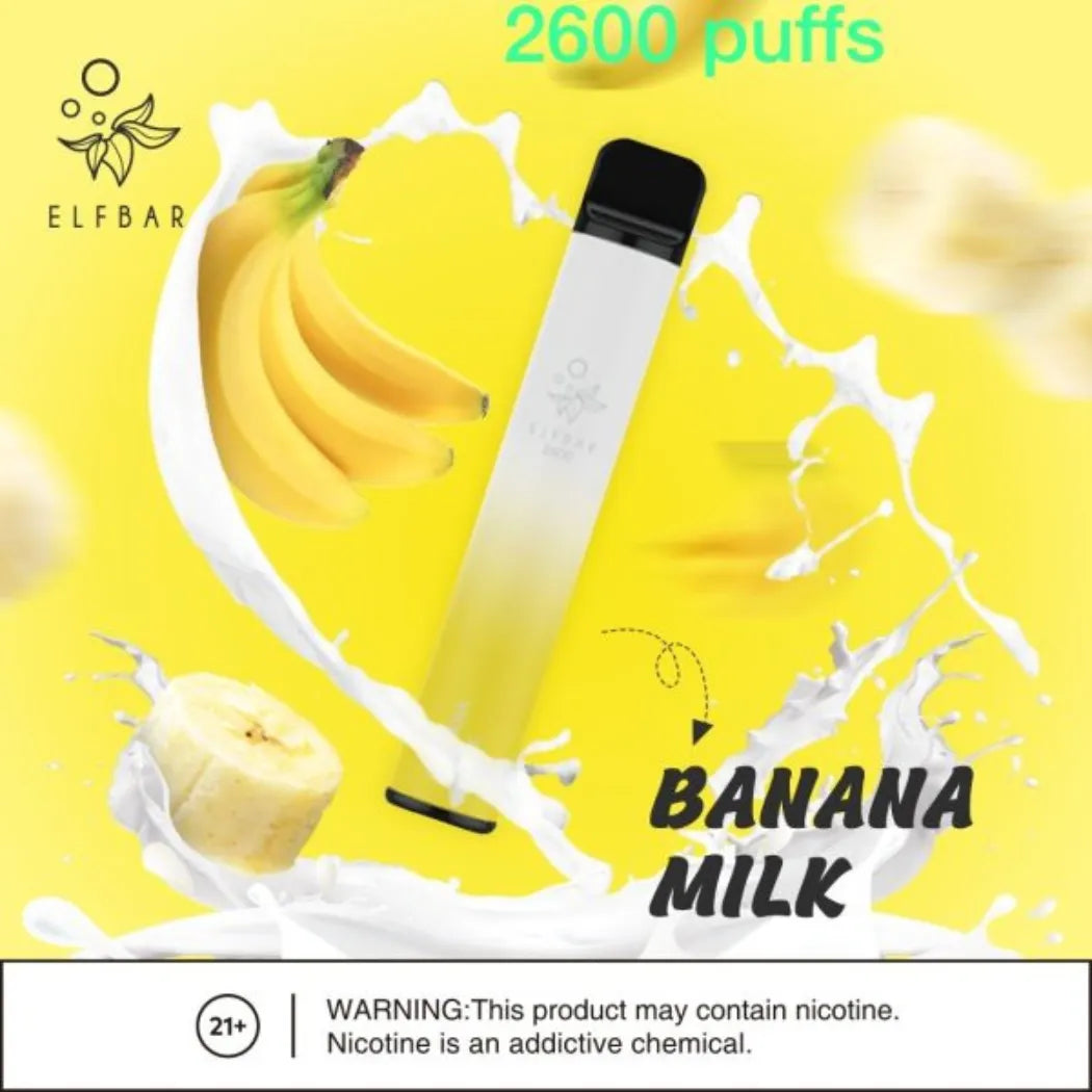 Banana Milk - Elf Bar 2600 Puffs Disposable Vape 20mg in Dubai, UAE