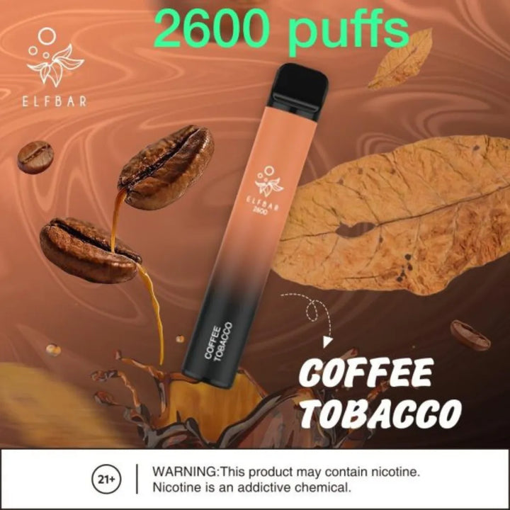 Coffee Tobacco  - Elf Bar 2600 Puffs Disposable Vape 20mg in Dubai, UAE