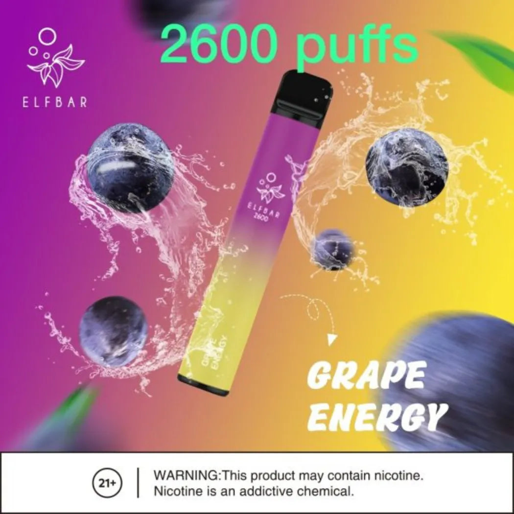 Grape Energy - Elf Bar 2600 Puffs Disposable Vape 20mg in Dubai, UAE