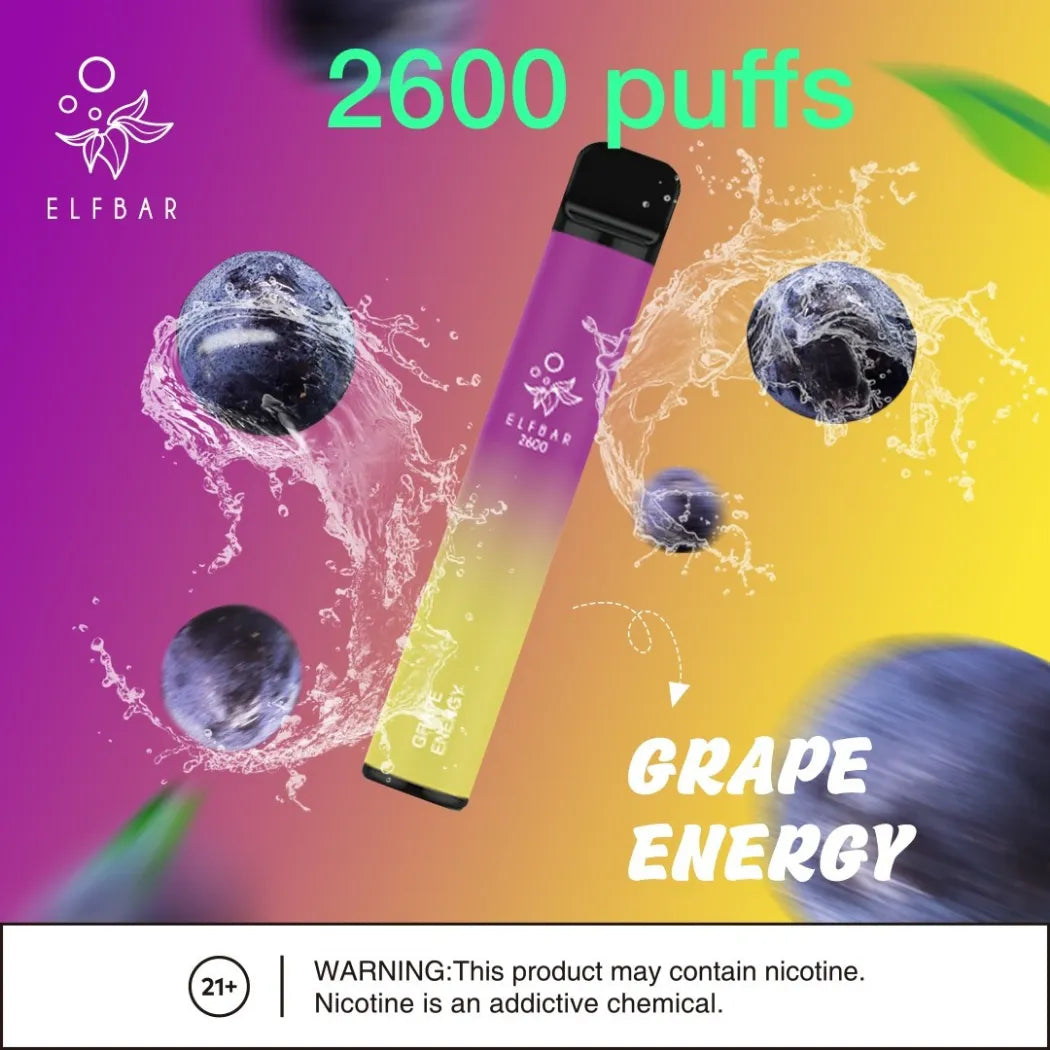 Grape Energy - Elf Bar 2600 Puffs Disposable Vape 20mg in Dubai, UAE