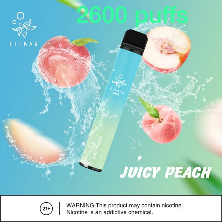 Juicy Peach  - Elf Bar 2600 Puffs Disposable Vape 20mg in Dubai, UAE