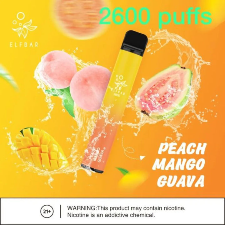 Peach Mango Guava  - Elf Bar 2600 Puffs Disposable Vape 20mg in Dubai, UAE